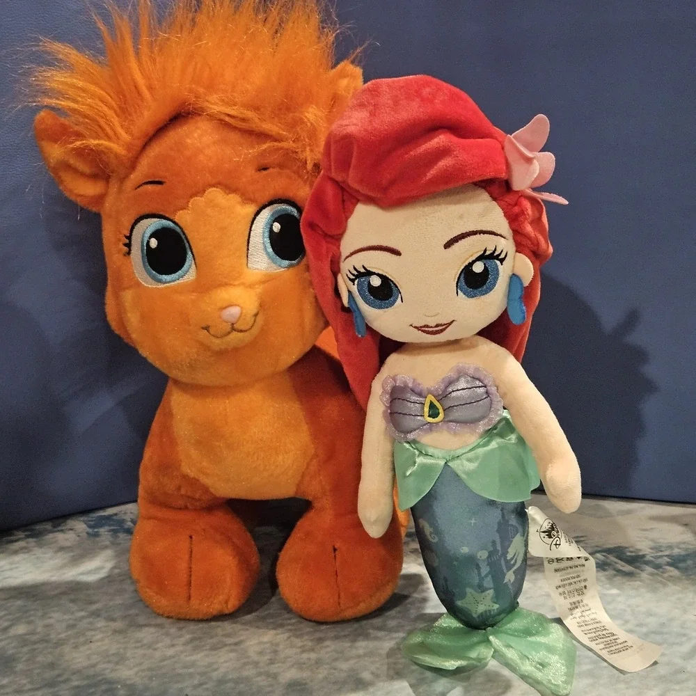 Disney Ariel & Treasure Palace Pet‎ Cat Build A Bear Plush Bundle Little Mermaid